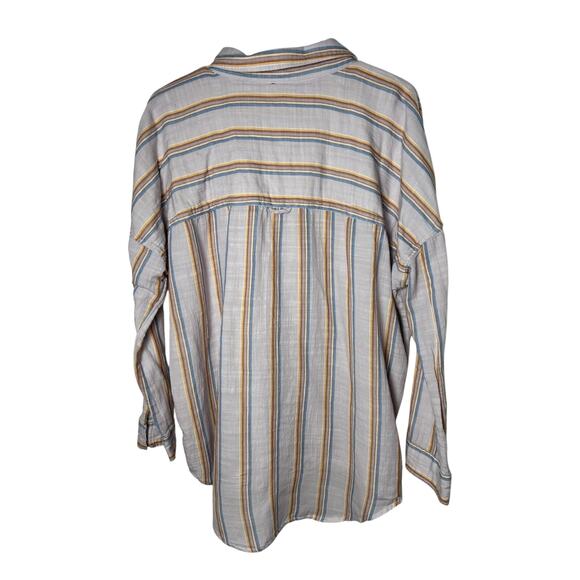 Purple Stripe Button Up Oxford Shirt Size L - Picture 4 of 5